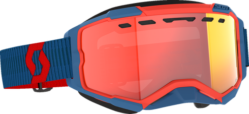 SCOTT Fury LS Snow Cross Goggle - Dark Blue/Neon Red - Light Sensitive - Red Chrome Lens 278604-7698341
