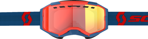 SCOTT Fury LS Snow Cross Goggle - Dark Blue/Neon Red - Light Sensitive - Red Chrome Lens 278604-7698341