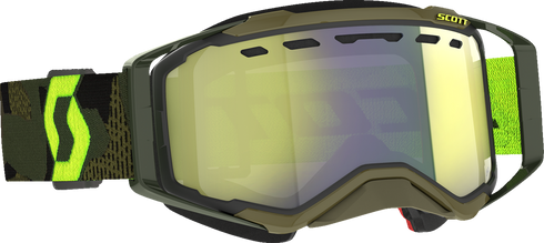 SCOTT Prospect Snow Cross Goggle - Khaki Green/Neon Yellow - Dual Pane - Enhancer Yellow Chrome Lens 272846-7701335