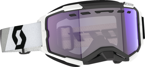 SCOTT Fury LS Snow Cross Goggle - Premium Black/White - Light Sensitive - Blue Chrome Lens 278604-7702307