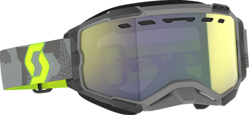 SCOTT Fury Snow Cross Goggle - Light Gray/Neon Yellow - Enhancer Yellow Chrome Lens 278605-7697335