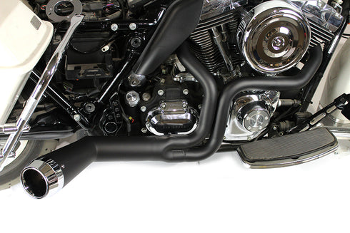 V-Twin FLT Offset Megaphone 2:1 Exhaust Black with Chrome Tip - 29-0034