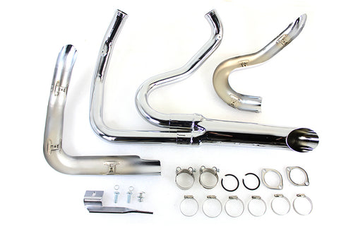 V-Twin Wyatt Gatling 1-3/4 inch 2 into 1 Exhaust Header Set Chrome - 29-0936