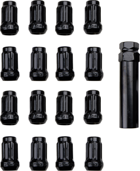 ITP Lug Nuts - 60? Tapered - Black - M12 x 1.50 - Splined with Key - 16 Pack BLUG20BX