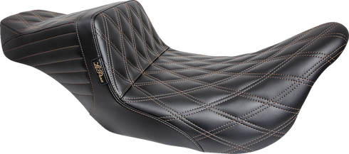 LE PERA Tailwhip Seat - Double Diamond w/ Chestnut Thread - Black - FL '08-'24 LK-587DD-CHET