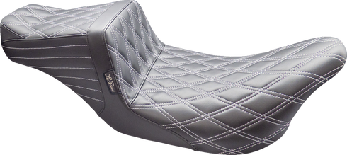 LE PERA Tailwhip Seat - Double Diamond w/ Titanium Thread - Black - FL '08-'24 LK-587DD-TTM