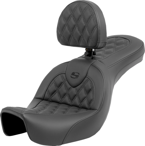 SADDLEMEN Roadsofa™ Seat - Lattice Stitch - with Backrest - FXD '06-'17 806-04-182BR