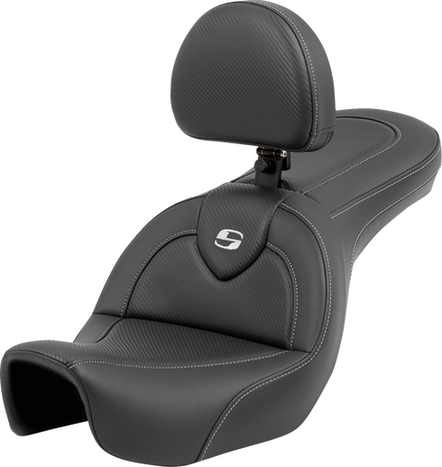 SADDLEMEN Roadsofa™ Carbon Fiber Seat - Carbon Fiber - with Backrest - FXD '06-'17 806-04-185BR