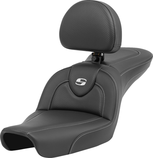SADDLEMEN Roadsofa™ Carbon Fiber Seat - Carbon Fiber - with Backrest - FXD '96-'03 896-04-185BR