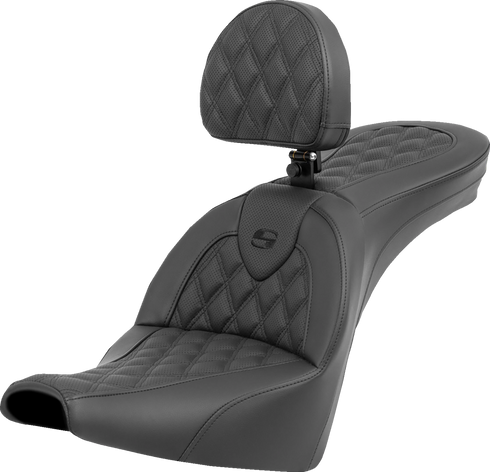 SADDLEMEN Roadsofa™ Seat - Lattice Stitch - with Backrest - FXBB/FXST '18-'24 818-30-182BR