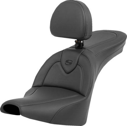 SADDLEMEN Roadsofa™ Seat - with Backrest - Black/Black Stitching - FXBB/FXST '18-'24 818-30-187BR