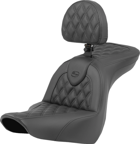 SADDLEMEN Roadsofa™ Seat - Lattice Stitch - with Backrest - FXLR/FLSB '18-'23 818-29-182BR