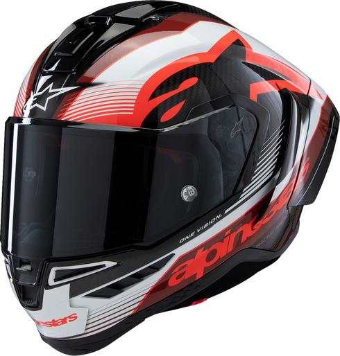 ALPINESTARS Supertech R10 Helmet - Team - Black/Carbon Red/Gloss White - Small 8200224-1352-S