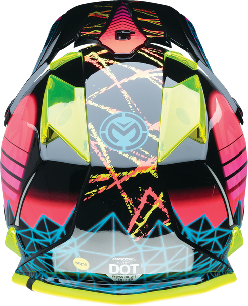 MOOSE OFFROAD Youth F.I. Helmet - Vaporwave - MIPS® - Black/Pink/Yellow - Large 0111-1616