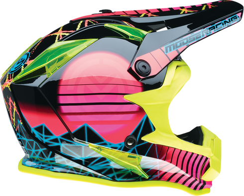MOOSE OFFROAD Youth F.I. Helmet - Vaporwave - MIPS® - Black/Pink/Yellow - Medium 0111-1615