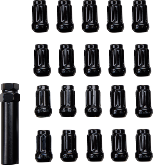 ITP Lug Nuts - 60? Tapered - Black - M12 x 1.50 - Splined with Key - 20 Pack BLUG22BX