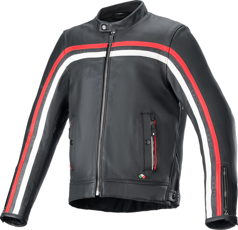 ALPINESTARS Dyno Leather Jacket - Black/Ruby Red/Ecru - Small 3103924-1316-S