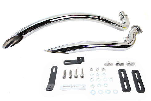 V-Twin Curved Radius Exhaust Header Set Chrome - 30-0004