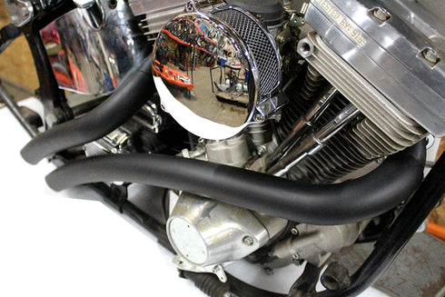 V-Twin Curved Radius 2 inch Drag Pipe Set Black - 30-0008