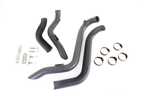 V-Twin Straight Down Drag Pipe Set Black with Heat Shields - 30-0021
