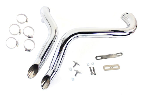 V-Twin Straight Down Drag Pipe Set Chrome with Heat Shields - 30-0022