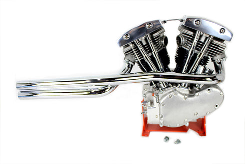 V-Twin Shovelhead Exhaust Straight Pipe Set Chrome Shotgun - 30-0521