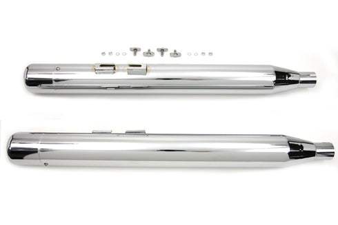 V-Twin Wyatt Gatling Muffler Set With Chrome Hollow Point End Tips - 30-0634