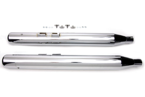 V-Twin Wyatt Gatling Muffler Set With Chrome Hollow Point End Tips - 30-0634