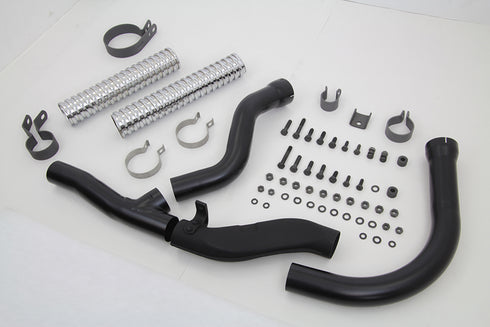V-Twin Black Replica Panhead Exhaust Header Kit - 30-0802