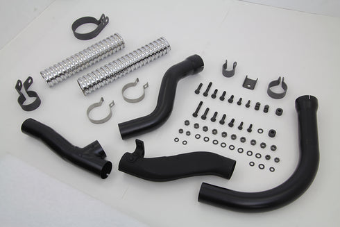V-Twin Black Replica Panhead Exhaust Header Kit - 30-0802