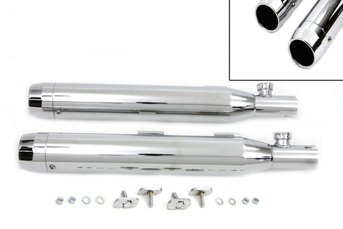 V-Twin Chrome Slip On Muffler Set With Chrome Tips - 30-1281