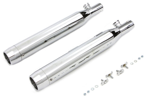 V-Twin Chrome Slip On Muffler Set With Chrome Tips - 30-1281