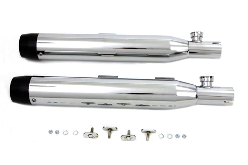 V-Twin Chrome Slip On Muffler Set With Black Tips - 30-1282