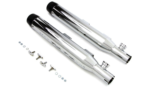 V-Twin Chrome Slip On Muffler Set With Black Tips - 30-1282