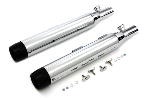 V-Twin Chrome Slip On Muffler Set With Black Tips - 30-1282
