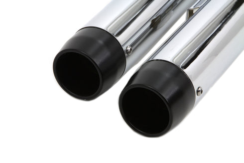 V-Twin Chrome Slip On Muffler Set With Black Tips - 30-1282