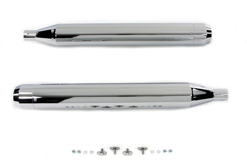 V-Twin 4 inch Muffler Set with Chrome Long Type Tapered End Tips - 30-1413