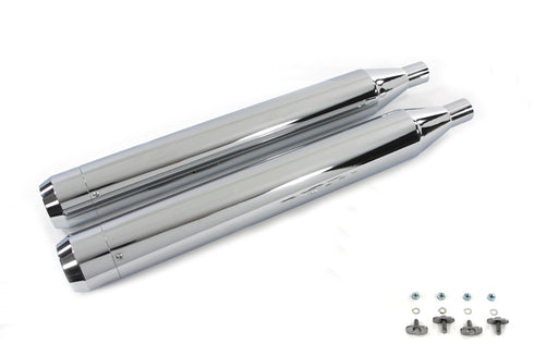 V-Twin 4 inch Muffler Set with Chrome Long Type Tapered End Tips - 30-1413