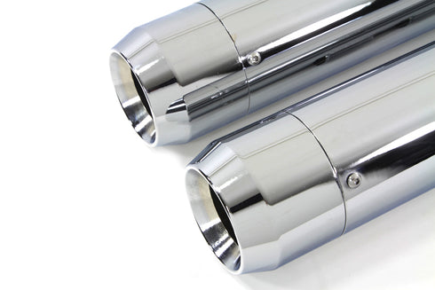 V-Twin 4 inch Muffler Set with Chrome Long Type Tapered End Tips - 30-1413