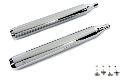 V-Twin 4 inch Muffler Set with Chrome Long Type Tapered End Tips - 30-1413