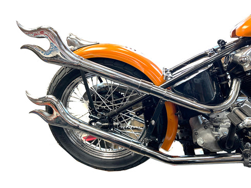 V-Twin 31 inch Straight Flame Exhaust Pipe Extension Set Chrome - 30-1433