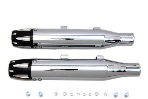 V-Twin Chrome Highlighted Revolver Tip Muffler Set - 30-1611