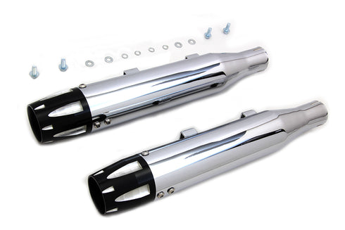 V-Twin Chrome Highlighted Revolver Tip Muffler Set - 30-1611