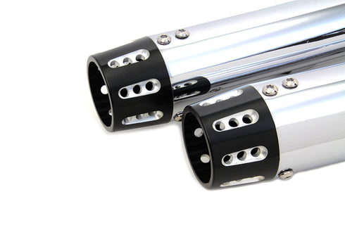 V-Twin Chrome Tapered Revolver Tip Muffler Set - 30-1614