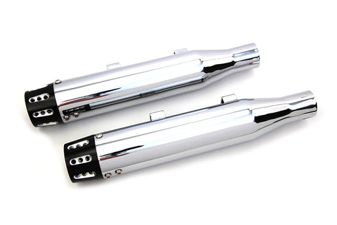 V-Twin Chrome Tapered Revolver Tip Muffler Set - 30-1614
