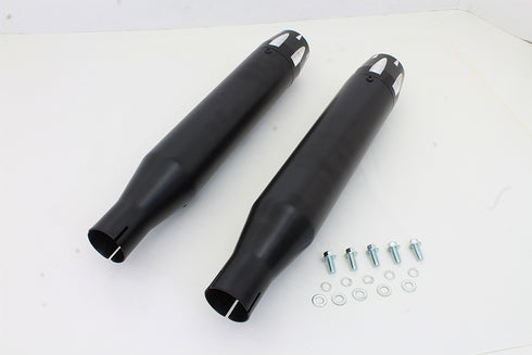 V-Twin Black Highlighted Revolver Tip Muffler Set - 30-1616
