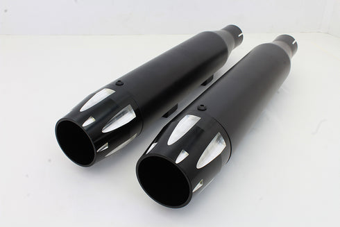 V-Twin Black Highlighted Revolver Tip Muffler Set - 30-1616
