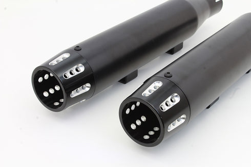 V-Twin Black Tapered Revolver Tip Muffler Set Black - 30-1617