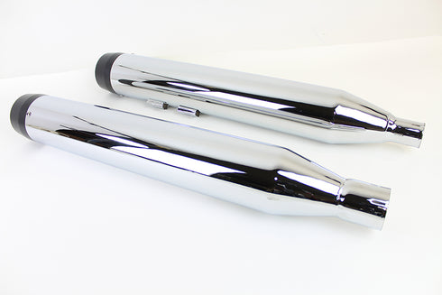 V-Twin 32 inch Chrome Muffler Set with Black Tapered End Tips - 30-1653