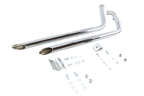 Paughco 40 inch Shotgun Exhaust Drag Pipe Set Slash Cut Style - 30-1879